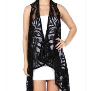 X-Large Black Lace Fringe Vest